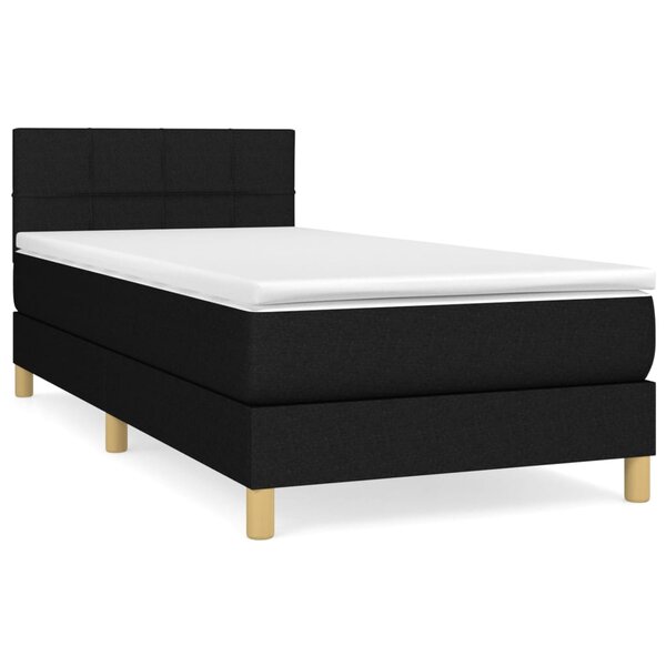 vidaXL Sommier à lattes de lit avec matelas Noir 100x200 cm Tissu