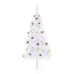 vidaXL Arbre de Noël artificiel pré-éclairé avec boules blanc 180 cm