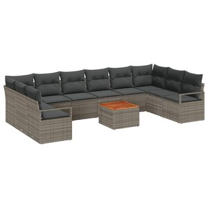 vidaXL Ensemble de canapé de jardin 11 Pièces Gris