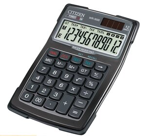 Calculatrice WR3000 12 Chiffres Water Proof Noir CITIZEN