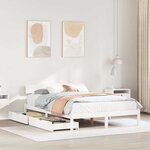 vidaXL Cadre de lit sans matelas blanc 135x190 cm bois de pin massif