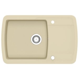 vidaXL Évier de cuisine Granit Seul lavabo Beige
