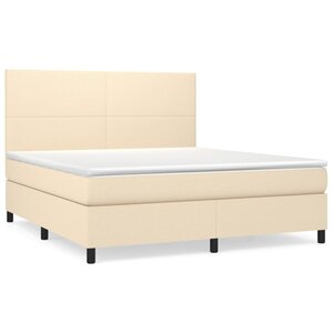 vidaXL Sommier à lattes de lit avec matelas Crème 160x200 cm Tissu