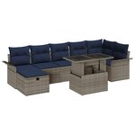 vidaXL Ensemble de canapé de jardin avec coussin 8 Pièces Gris Poly rotin