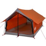 vidaXL Tente de camping 2 personnes gris et orange imperméable