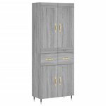 vidaXL Buffet haut Sonoma gris 69 5x34x180 cm Bois d'ingénierie