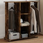 vidaXL Garde-robe avec roues chêne fumé 102x38x110cm bois d'ingénierie