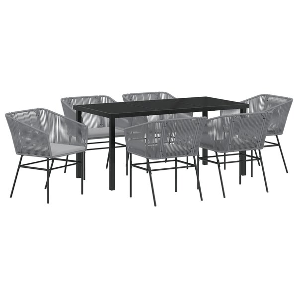 vidaXL Ensemble de Salle à Manger de Jardin 2 Pièces avec Coussins Gris en Poly Rattan