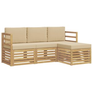 vidaXL Ensemble de canapés d'extérieur 4 pc Blanc et Beige Polyester