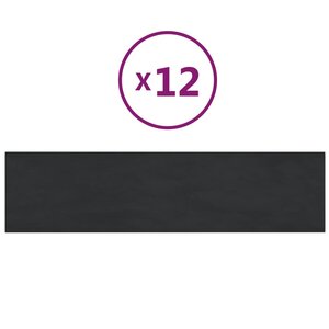 vidaXL Panneaux muraux 12 Pièces Noir 60x15 cm Velours 1 08 m²