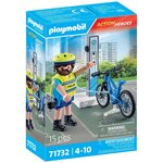 PLAYMOBIL 71732 - Action Heroes Policier cycliste et borne de recharge électrique
