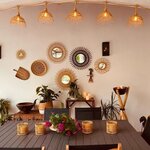 Guirlande lumineuse raccordable éxtérieure - Abat-jour polyrotin - 10 ampoules filament E27 LED