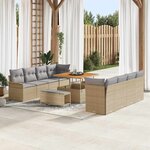 vidaXL Ensemble de canapé de jardin 11 Pièces Beige polyrotin