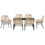 vidaXL Ensemble de Salle à Manger de Jardin 7 Pièces avec Coussins Marron en Rattan Poly