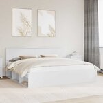 vidaXL Cadre de lit avec tête de lit Blanc 200 x 200 cm Pin massif