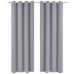 2 Pièces Rideau Blackout Occultant Gris avec Œillets en métal 135x245cm