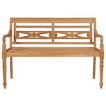 vidaXL Banc Batavia avec coussin bleu royal 120 cm Bois de teck massif