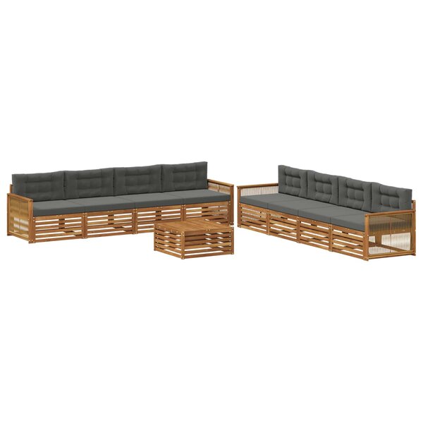 vidaXL Ensemble de canapés d'extérieur 9 pc Naturel et Anthracite