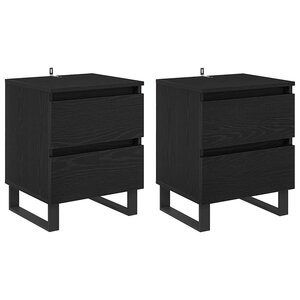 vidaXL Cabinet de chevet avec tiroir 2 Pièces Chêne noir 40 x 35 x 50 cm