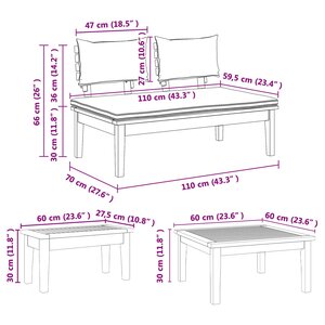 vidaXL Ensemble de canapé de jardin 3 Pièces Marron et gris