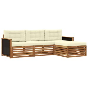 vidaXL Ensemble de canapés d'extérieur 4 pc Naturel et Crème Polyester