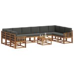 vidaXL Ensemble de canapés d'extérieur 11 pc Naturel et Anthracite