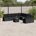 vidaXL Salon de jardin 11 Pièces avec coussins noir résine tressée
