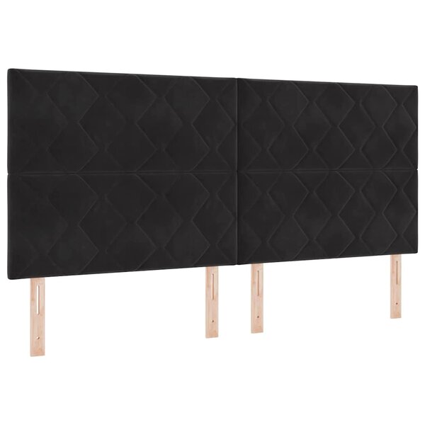 vidaXL Tête de lit en velours noir avec design en blocs de diamant - 200 cm