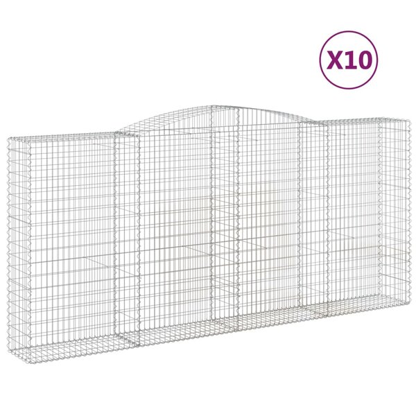 vidaXL Paniers à gabions arqués 10 Pièces 400x50x180/200 cm Fer galvanisé