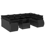vidaXL Salon de jardin 10 Pièces avec coussins noir résine tressée