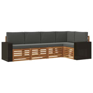 vidaXL Ensemble de canapés d'extérieur 5 pc Naturel et Anthracite