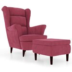 vidaXL Fauteuil à oreilles avec tabouret bordeaux velours