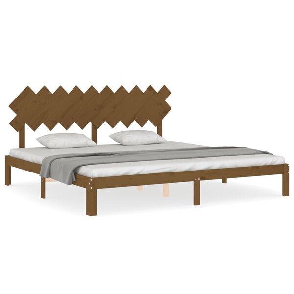 vidaXL Cadre de lit avec tête de lit marron miel 200x200cm bois massif