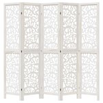 vidaXL Cloison de séparation 5 panneaux blanc bois de paulownia massif