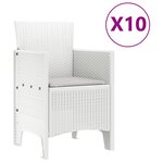vidaXL Ensemble de salle à manger de 11 pièces en rattan poly blanc