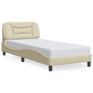 vidaXL Cadre de lit avec lumières LED crème 90x190 cm tissu