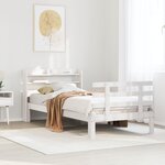 vidaXL Cadre de lit avec tête de lit sans matelas blanc 90x200 cm