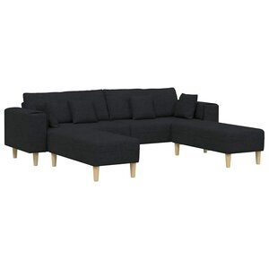 vidaXL Sofa en tissu avec coussin Noir 208 cm tissu