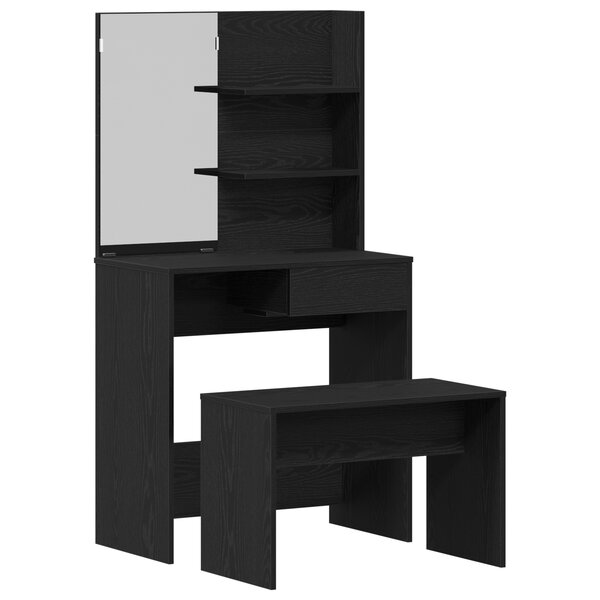 Set de table de maquillage vidaXL en chêne noir en bois reconstitué
