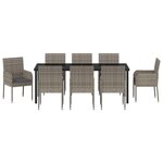 vidaXL Set de 9 chaises de salle à manger de jardin avec coussins gris en poly rattan