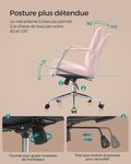 Chaise de bureau pivotante fauteuil ergonomique surface en pu facile à nettoyer hauteur réglable dossier confortable assise incurvée capacité 150 kg rose 12_0004885