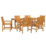 vidaXL Ensemble de salle à manger pour jardin 7 Pièces Marron