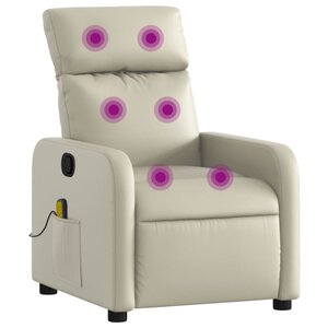 vidaXL Fauteuil inclinable de massage Crème Similicuir