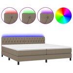 vidaXL Sommier à lattes de lit et matelas et LED Taupe 200x200cm Tissu