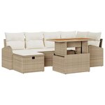 vidaXL Ensemble de canapé de jardin 7 Pièces Beige Poly rotin