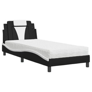 vidaXL Lit Viana avec matelas noir et blanc 90x200 cm similicuir