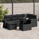 vidaXL Salon de jardin 7 Pièces avec coussins noir résine tressée
