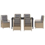 vidaXL Set de repas de jardin 7 pièces beige poly rattan
