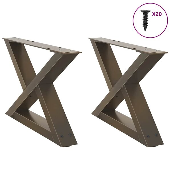 vidaXL Pieds de table basse 2 pièces Acier naturel 60 x (30-31 3) cm Acier