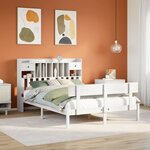 vidaXL Lit bibliothèque sans matelas blanc 160x200 cm bois pin massif